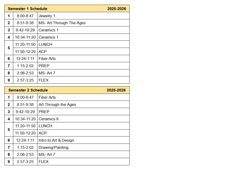 Please see the image here for my daily schedule.